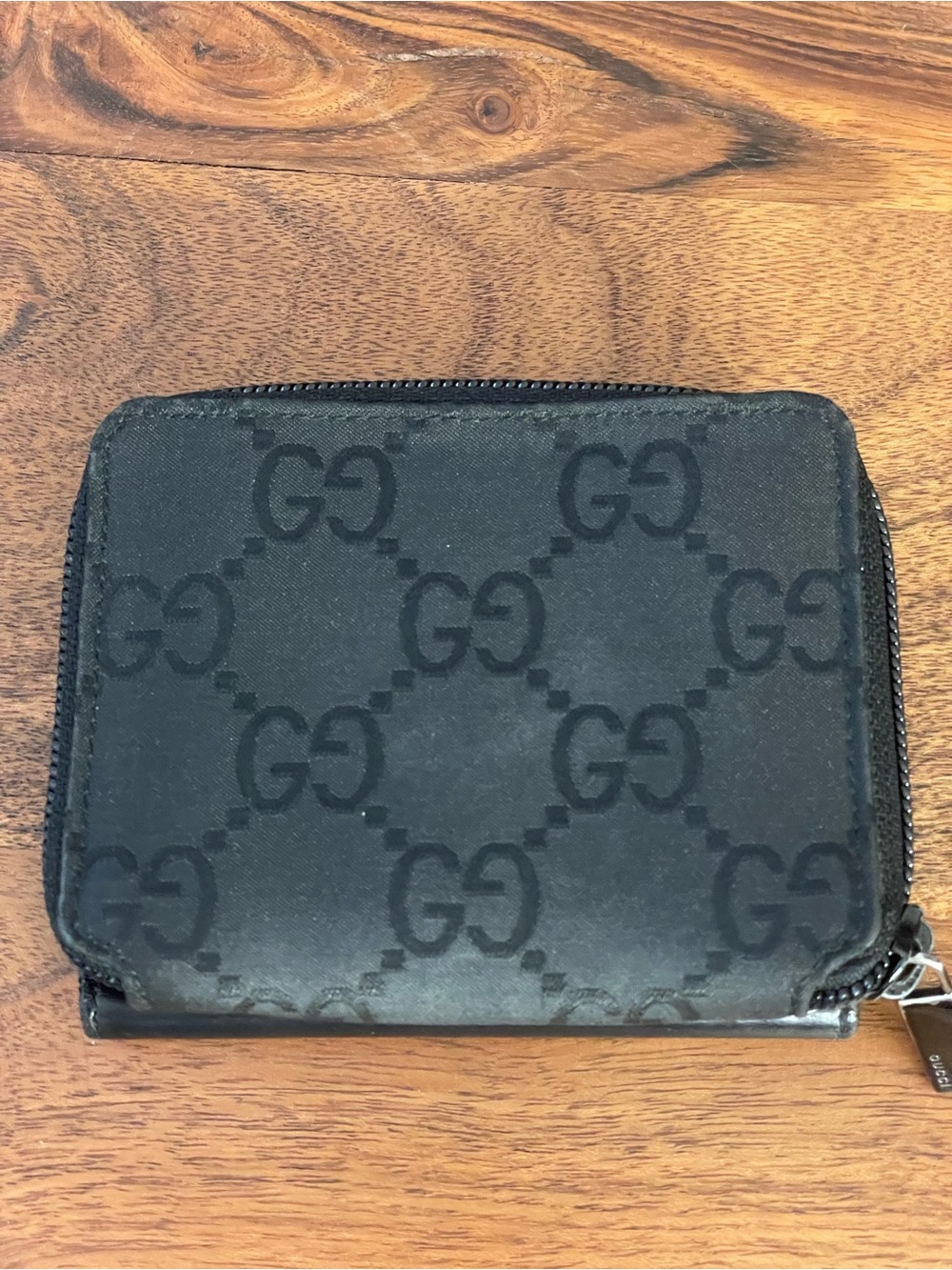 GUCCI Vintage Black Leather & Canvas Compact Wallet (035.3662.1991)